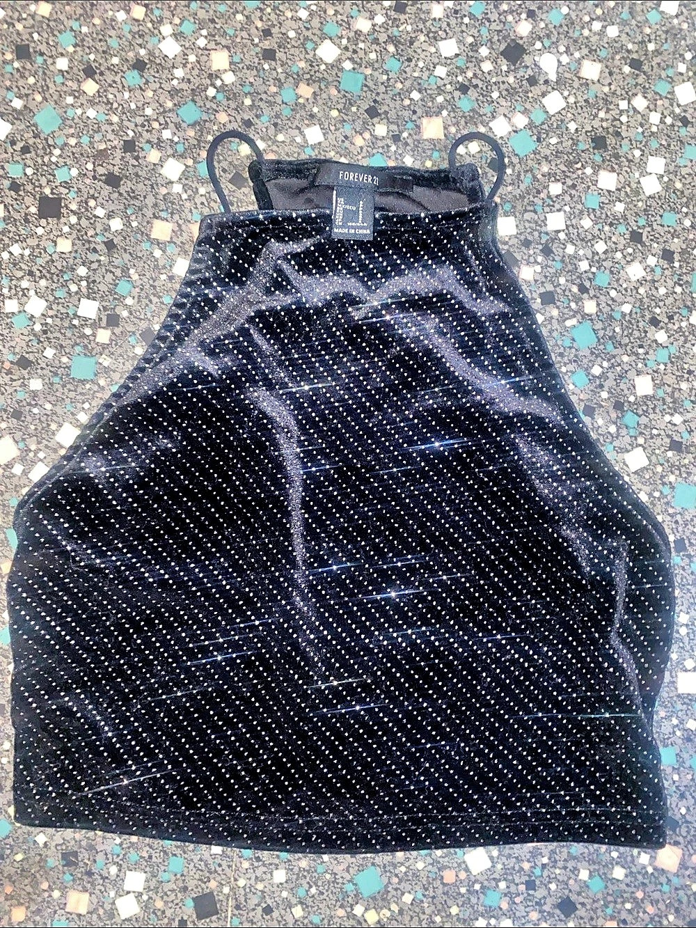 Forever 21 Black Polka Dot Crop Top Size Small